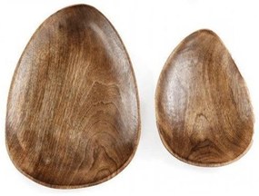 Πιατέλα Διακοσμητική Mango (Σετ 2Τμχ) 014.KG3309 21x14x2,5cm/28x19x2,5cm Brown Ξύλο