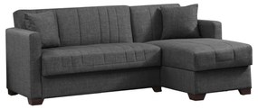 328-000003 Γωνιακός καναπές-κρεβάτι με αποθηκευτικό χώρο Alasko pakoworld ανθρακί ύφασμα 204x143x83εκ FABRIC - WOOD DARK GREY, 1 Τεμάχιο