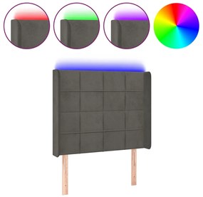 vidaXL Κεφαλάρι Κρεβατιού LED Σκούρο Γκρι 103x16x118/128εκ. Βελούδινο