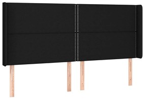 vidaXL Κεφαλάρι με Πτερύγια Μαύρο 203x16x118/128 εκ. Υφασμάτινο