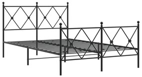 vidaXL Πλαίσιο Κρεβατιού με Κεφαλάρι&Ποδαρικό Μαύρο 120x190εκ. Μέταλλο