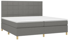 vidaXL Κρεβάτι Boxspring με Στρώμα &amp; LED Σκ.Γκρι 200x200εκ. Υφασμάτινο