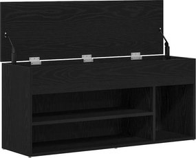 vidaXL Shoe Bench Medium Engineered Wood Μαύρη Δρυς