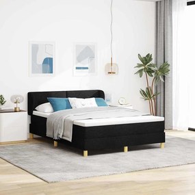 vidaXL Κρεβάτι με Ελατήρια και Στρώμα Κρεμ 90x200 εκ Υφασμα Μαύρο
