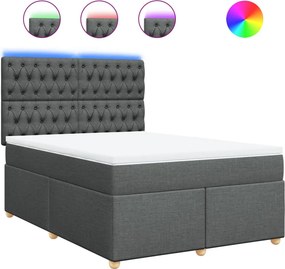 vidaXL Κρεβάτι Boxspring με Στρώμα Σκούρο Γκρι 140x200 εκ Υφασμάτινο