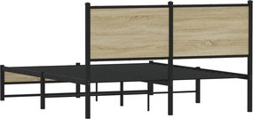 vidaXL Σκελετός Κρεβ. Χωρίς Στρώμα Sonoma Δρυς 140x200 εκ. Μεταλλικό