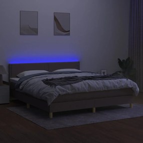 vidaXL Κρεβάτι Boxspring με Στρώμα &amp; LED Taupe 180x200 εκ. Υφασμάτινο