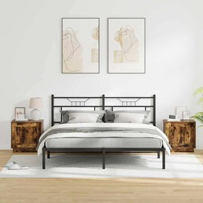 vidaXL Κομοδίνα με LED Φώτα 2 τμχ Καπνιστό Δρυς 44x34,5x45 εκ.