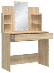 vidaXL Μπουντουάρ με LED Φώτα Sonoma Δρυς 96 x 40 x 142 εκ.