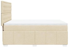 vidaXL Κρεβάτι Boxspring με Στρώμα Κρεμ 140x200 εκ. Υφασμάτινο