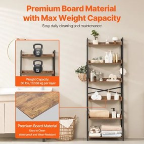 VEVOR Metal Bookshelf Rustic Bookshelf 6-Tier for Living room Bedroom &amp; Office