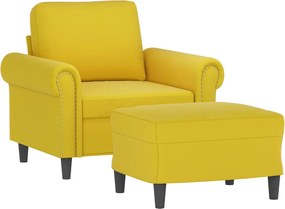 vidaXL Πολυθρόνα Κίτρινη 60 εκ. Βελούδινη με Υποπόδιο