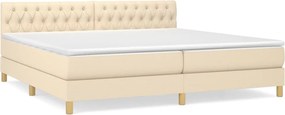 vidaXL Κρεβάτι Boxspring με Στρώμα Κρεμ 200x200 εκ. Υφασμάτινο