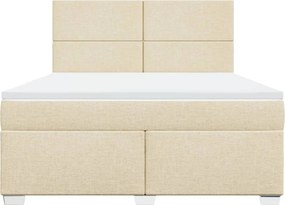 vidaXL Κρεβάτι Boxspring με Στρώμα Κρεμ 180x200 εκ. Υφασμάτινο