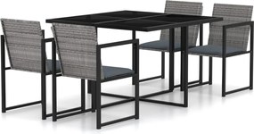 vidaXL Σετ Τραπεζαρίας Εξ. Χώρου 5 τεμ. Γκρι Συνθ. Ρατάν με Μαξιλάρια