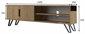Έπιπλο τηλεόρασης Foot Megapap χρώμα φυσικό οξιάς 160x35x49εκ.