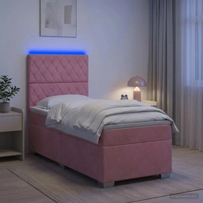 vidaXL Κρεβάτι box spring με στρώμα Ροζ 80 x 200 cm Βελούδο