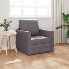 vidaXL Καναπές-Κρεβάτι με μαξιλάρι Γκρι 74 x 77 x 81 εκ. Τεχνητό δέρμα