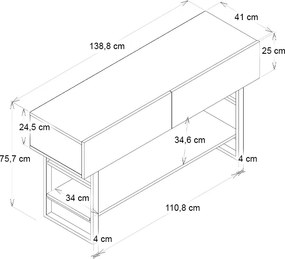 Κονσόλα Aron Megapap χρώμα λευκό εφέ μαρμάρου 138,8x41x75,7εκ.