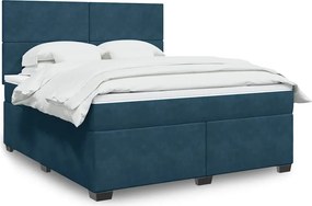 vidaXL Κρεβάτι Boxspring με Στρώμα Μπλε 180x200 εκ. Βελούδινο