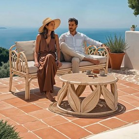 Σαλόνι Ytrone-Siderty σετ 2τεμ rattan σε φυσική απόχρωση 80x80x45 εκ.