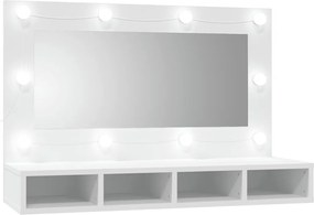 vidaXL Έπιπλο Καθρέπτη με LED Λευκό 90x31,5x62 εκ.