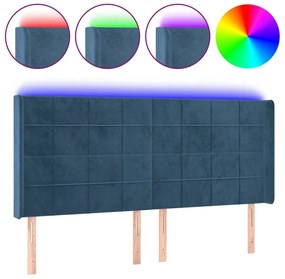vidaXL Κεφαλάρι Κρεβατιού LED Σκούρο Μπλε 163x16x118/128 εκ. Βελούδινο
