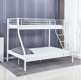 DOUBLE Κρεβάτι Κουκέτα Μέταλλο Βαφή Άσπρο ( για Στρώματα 140x190cm &amp; 90x190cm) E8045,2