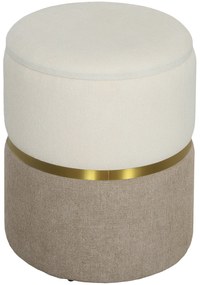 HOMCOM Σκαμπό με αποθηκευτικό χώρο, σκαμπό με καπάκι, μεταλλικό δακτύλιο, δίχρωμο σχέδιο 36 x 36 x 44 cm Κρεμ λευκό