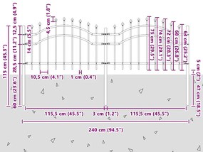 vidaXL Φράχτης Κήπου Λευκό 115 cm Ατσάλι με Επικάλυψη Πούδρας