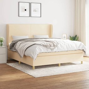 Κρεβάτι Boxspring με Στρώμα Κρεμ 160x200 εκ. Υφασμάτινο - Κρεμ