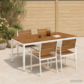 vidaXL Τραπέζι δείπνου κήπου Φυσικό και Λευκό 196 x 100,5 x 75 εκ