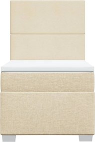 vidaXL Κρεβάτι Boxspring με Στρώμα Κρεμ 90x200 εκ.Υφασμάτινο