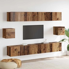 vidaXL Σετ επίπλου τηλεόρασης 6 pcs Παλαιό ξύλο 100 x 30 x 30 cm ξύλο