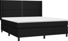 vidaXL Κρεβάτι Boxspring με Στρώμα Μαύρο 180x200 εκ. Υφασμάτινο