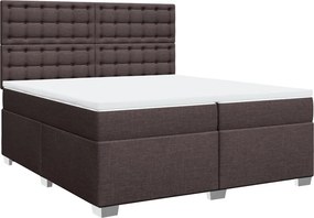 vidaXL Κρεβάτι Boxspring με Στρώμα Σκούρο Καφέ 200x200 εκ. Υφασμάτινο