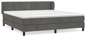 vidaXL Κρεβάτι Boxspring με Στρώμα Σκούρο Γκρι 180x200 εκ. Βελούδινο