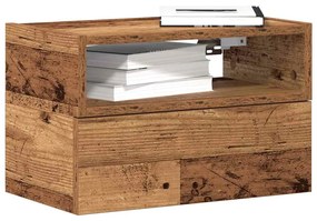 Κομοδίνα 2 τεμ. Επιτοίχιο Όψη Παλαιού Ξύλου 45x26x28,5 εκ.