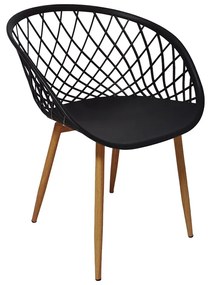 Καρέκλα Ezra pakoworld μαύρο pp-πόδι φυσικό μέταλλο 62x42x82εκ | Συσκευασία 4 τμχ
