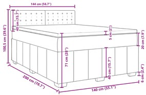 Κρεβάτι Boxspring με Στρώμα Σκούρο Γκρι 140x200 εκ Υφασμάτινο - Γκρι