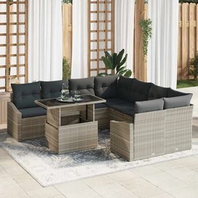 vidaXL Σετ Καναπέ Κήπου 9 pcs Ανοιχτό γκρι 100 x 55 x 73 εκ