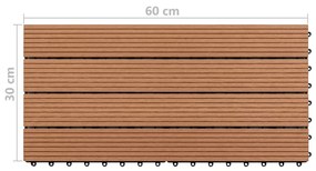 vidaXL Πλακάκια 6 τεμ. Καφέ 1 μ² / 60 x 30 εκ. από WPC