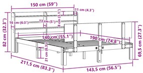 ΠΛΑΙΣΙΟ ΚΡΕΒΑΤΙΟΥ ΜΕ ΚΕΦΑΛΑΡΙ 140 X 190 ΕΚ. ΜΑΣΙΦ ΠΕΥΚΟ 3306819