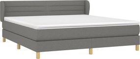 vidaXL Κρεβάτι Boxspring με Στρώμα Σκούρο Γκρι 160x200 εκ Υφασμάτινο