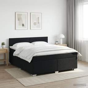 vidaXL Κρεβάτι box spring με στρώμα Μαύρο 180 x 200 cm Ύφασμα
