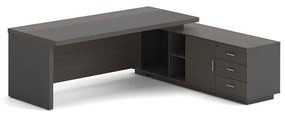 WOODWELL ΕΟ929,RVIP Γραφείο Δεξιά Γωνία, Απόχρωση Grey Walnut 180x90x75/180x50x62 cm ΕΟ929,R