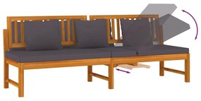 Καναπές Κρεβάτι 200x60x75 εκ. Μασίφ Ακακία με Γκρι Μαξιλάρι - Καφέ