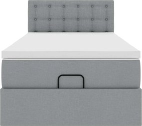 vidaXL Οθωμανικό κρεβάτι με στρώμα ανοιχτό γκρι 90x190cm ύφασμα