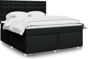 vidaXL Κρεβάτι Boxspring με Στρώμα Μαύρο 180x200 εκ. Υφασμάτινο