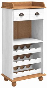 vidaXL Ντουλάπι κρασιού Λευκό 57 x 37 x 114 εκ. Μασίφ ξύλο πεύκου